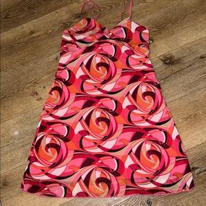 Wet Seal Pink and Orange Patterned Mini Dress